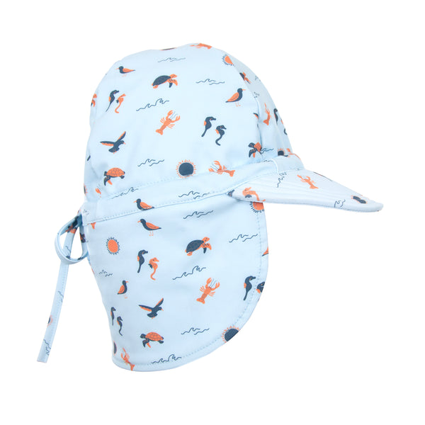 Acorn Sea Life SWIM Flap Cap Blue and Orange