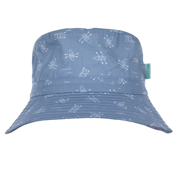 Acorn Row Boats Wide Brim Bucket Hat Blue and Cream