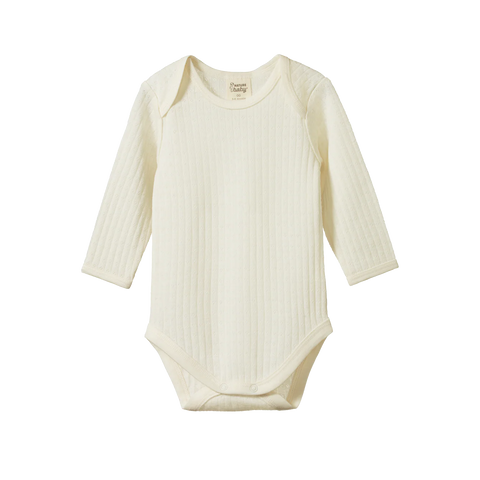 Nature Baby Mer Ess L/S  Bodysuit Pointelle - Natural