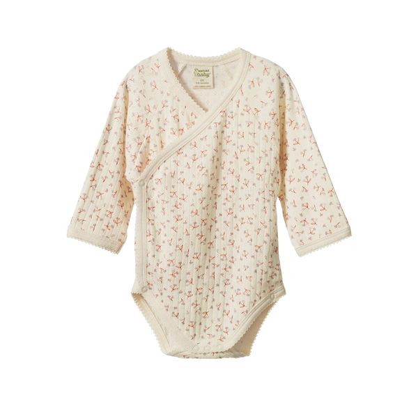Nature Baby - L/S Kimono Bodysuit Pointelle - Dandelion