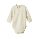 Nature Baby Mer Ess L/S Kimono Bodysuit Pointelle - Natural