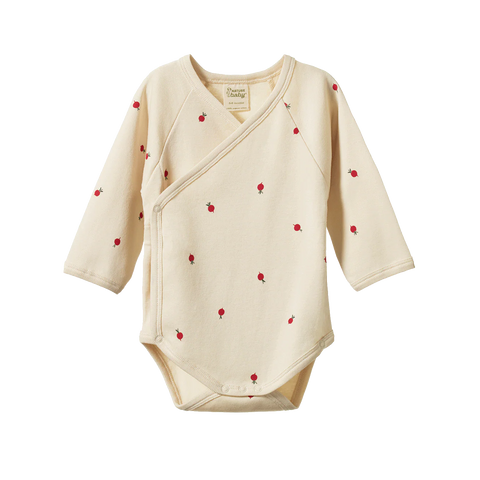 Nature Baby L/S Kimono Bodysuit - Radish Print