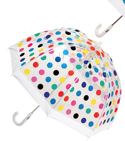 Clifton Umbrella - Birdcage Clear with White Trim and Spots