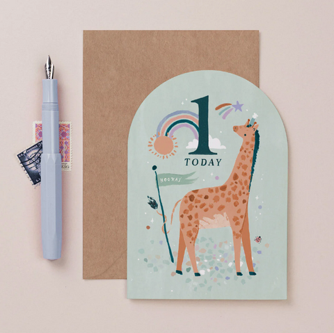 Sister Paper Co Age 1 Giraffe Birthday Card