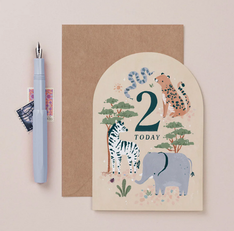 Sister Paper Co Age 2 Jungle Animals Birthday Card