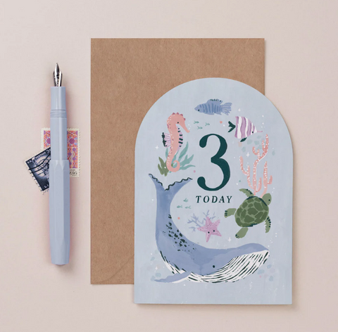 Sister Paper Co Age 3 Sea Birthday Card