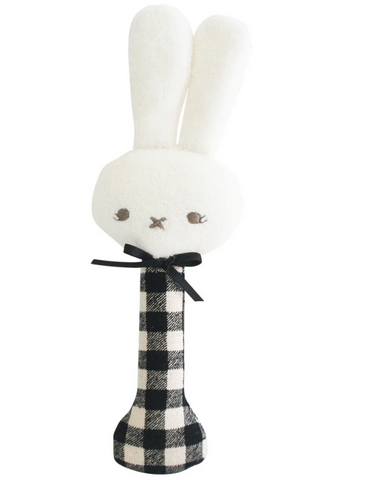Bunny Stick Rattle Black Check