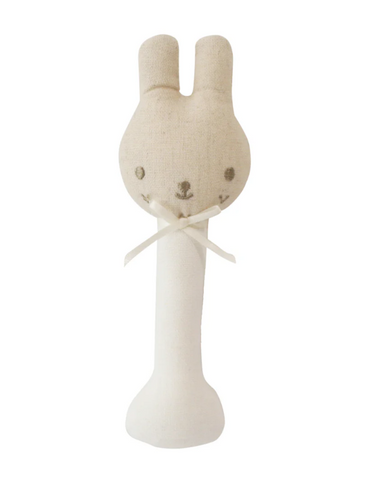 Linen Bunny Stick Rattle- Ivory