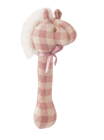 Horse Stick Rattle Rose Check