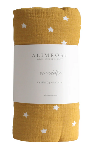 Alimrose Muslin Swaddle Starry Night- Butterscotch