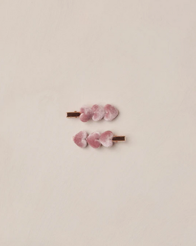 Noralee Velvet Heart Clips - Raspberry