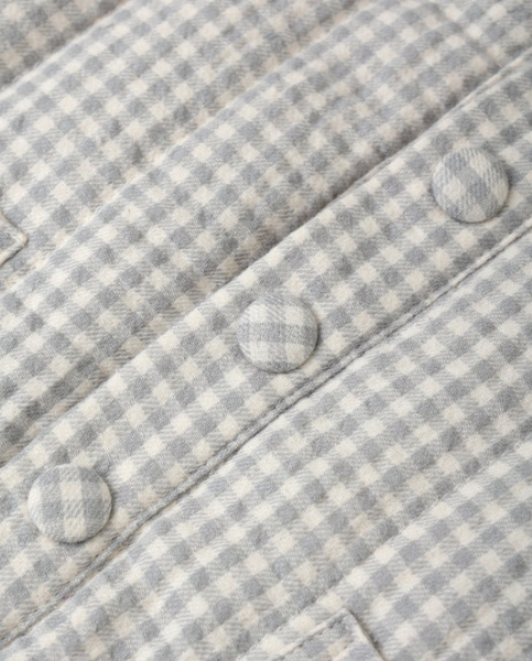 Quincy Mae Hooded Woven Jacket - Blue Gingham