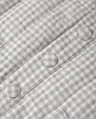 Quincy Mae Hooded Woven Jacket - Blue Gingham