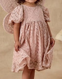 Noralee Luna Dress Embroidered Daisy- Rose