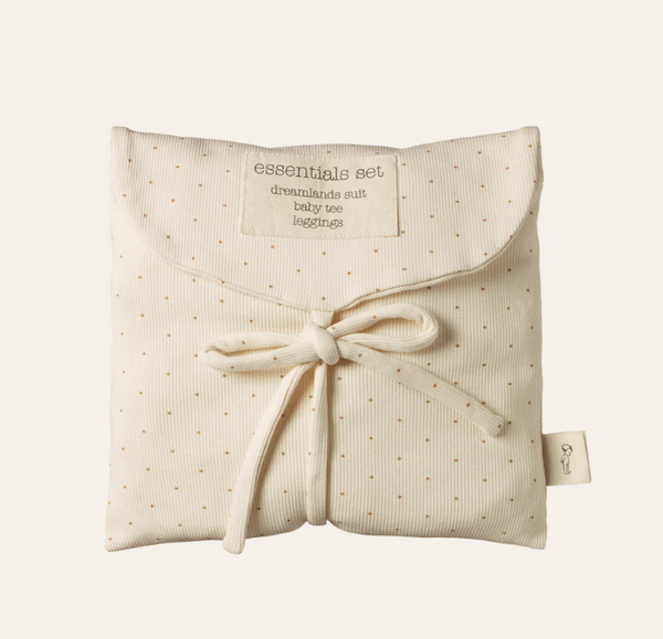 Nature Baby Caramel Spot Cotton Rib Essentials Set