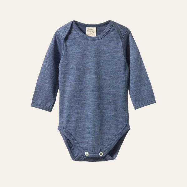 Nature Baby Mer Ess L/S Bodysuit Vintage Indigo Marl