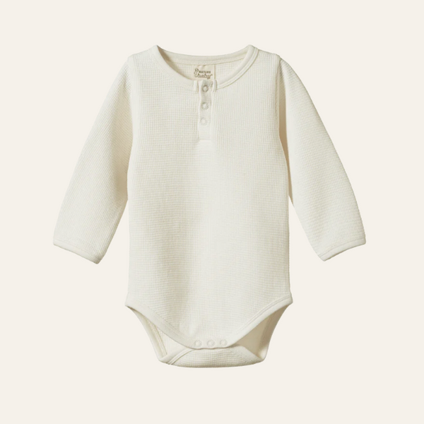 Nature Baby Henley L/S Bodysuit Waffle Natural