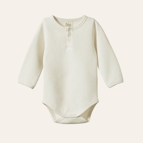 Nature Baby Henley L/S Bodysuit Waffle Natural