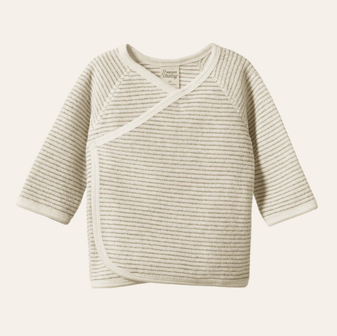 Nature Baby Kimono Jacket Nettle Pinstripe