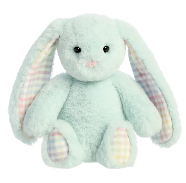 Petite Vous Poppy the Rainbow Gingham Bunny Plush Toy Mint