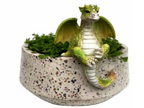Terracotta Clayworks Peridot Dragon Pot Hanger Sitting