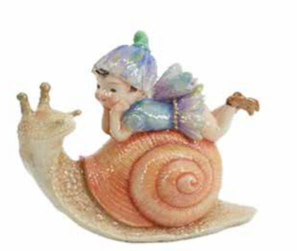 Terracotta Clayworks Flower Fairy Relaxing on Snail