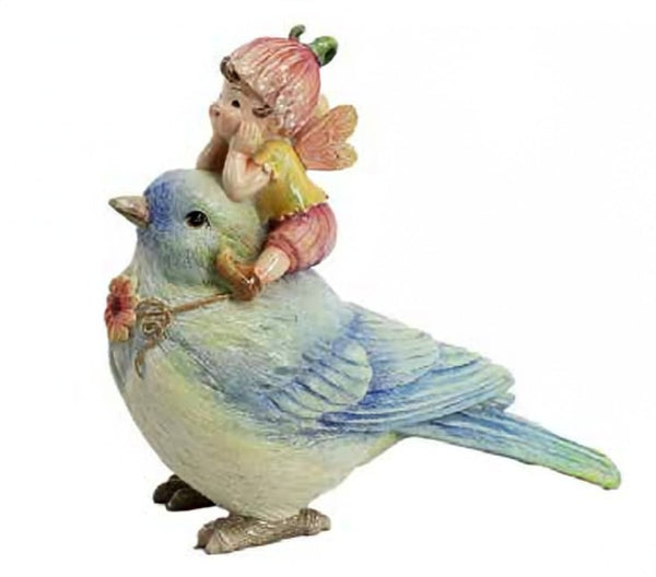 Terracotta Clayworks Flower Fairy Riding a Bird