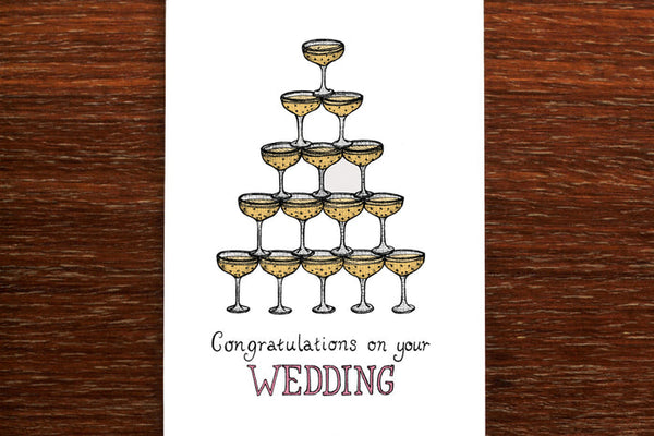 The Nonsense Maker Champagne Tower - Wedding Card