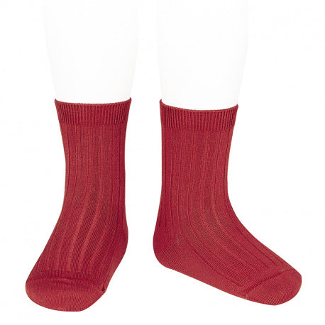 Condor Ankle Ribbed Sock (#554 Guinda) Cherry Red