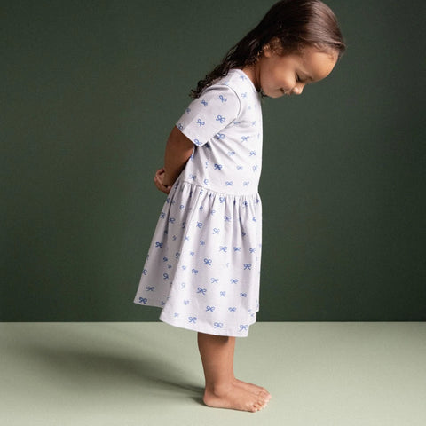 Nature Baby Saturday Dress Ribbons Zen Blue Print