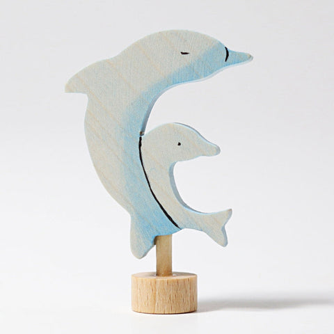 Grimm's Two Dolphins Wooden Decoration