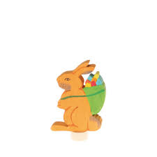Grimm's Rabbit with Basket Wooden Decoration
