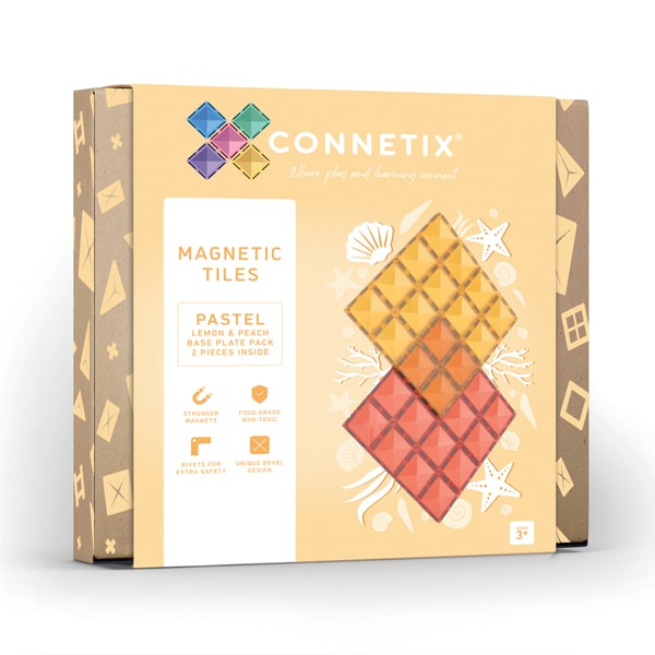 Connetix Tiles - Pastel Lemon and Peach Base Plate Pack