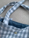 Pretty Wild Kids Tote Blue Check Linen Large