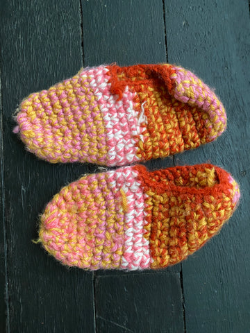 Pre Loved Knitted by Nana booties orange