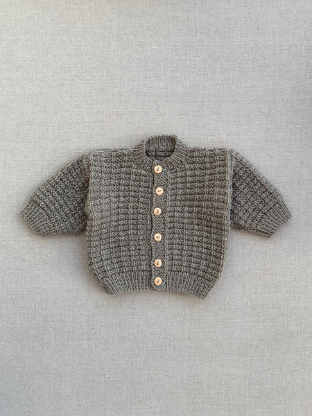 Knitted by Nana Ridge Stitch Cardigan Koala 3-6M