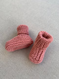 Knitted by Nana Cuffed Booties Rose Petal