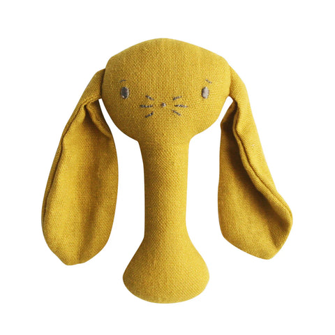 Alimrose Bunny Stick Rattle Butterscotch Linen