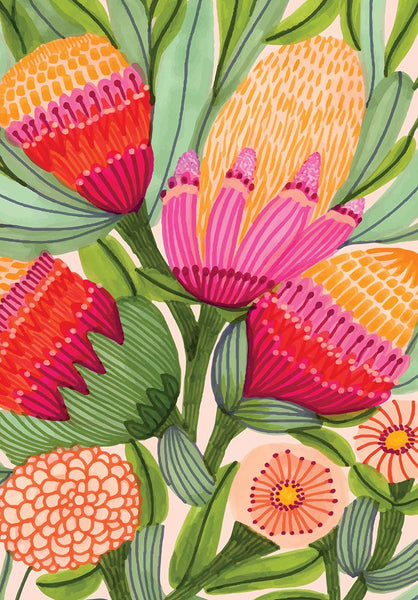 Kirsten Katz Proteas & Gum Blossoms Card