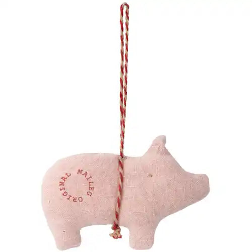 Maileg Mini Fabric Pig Christmas Ornament - Pink