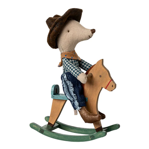 Maileg Cowboy Mouse on Rocking Horse