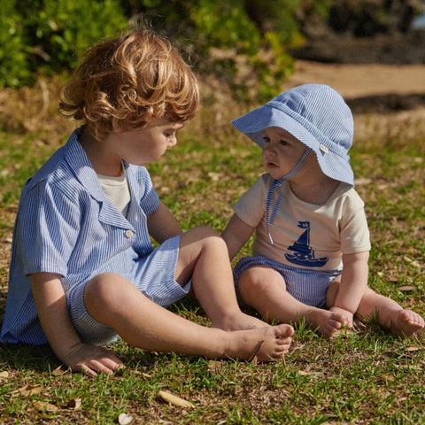 Nature Baby James Shorts Cotton Linen Blue Stripe