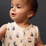Nature Baby Cedar Suit Muslin Regatta Print