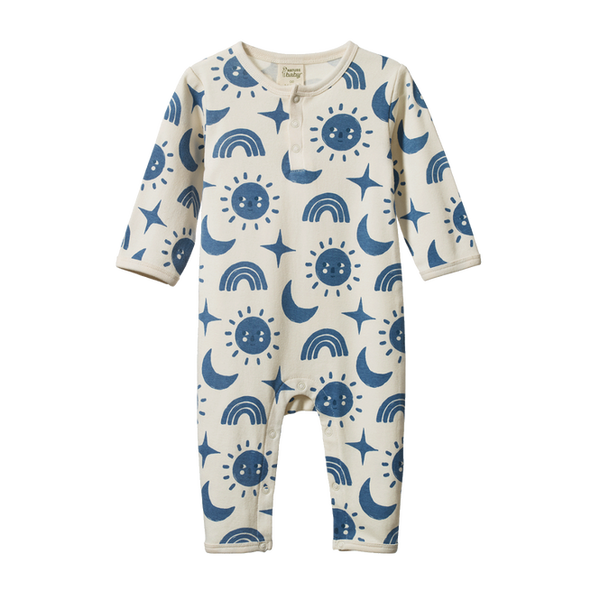 Nature Baby Henley Pyjama Suit Twilight Print