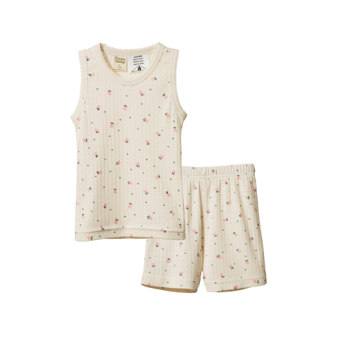 Nature Baby Singlet Pyjama Set Pointelle Posey Blossom Print