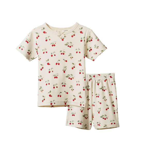 Nature Baby Shortie Pyjama Set Strawberry Blush Print