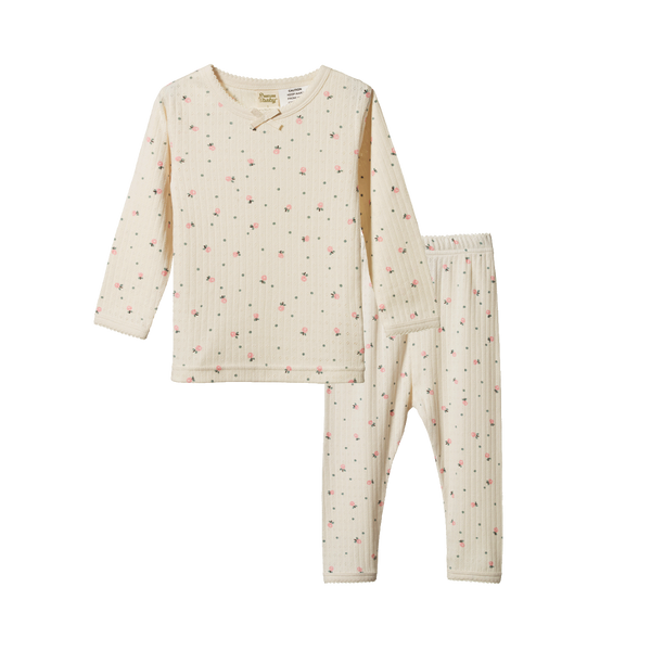 Nature Baby 2pc L/S Pointelle Pyjama Set Posey Blossom Print