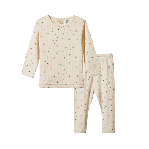 Nature Baby 2pc L/S Pointelle Pyjama Set Posey Blossom Print