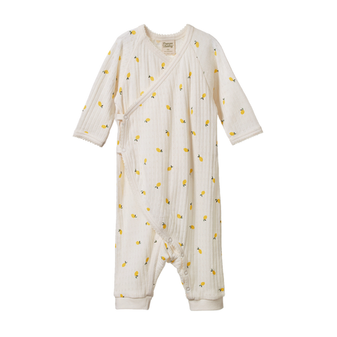 Nature Baby Kimono Pointelle Stretch N Grow Lemon Print