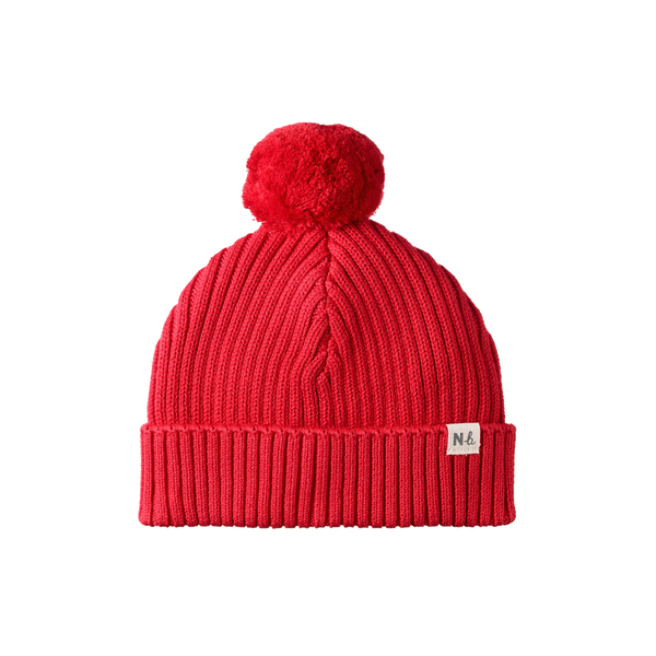 Nature Baby Forest Cotton Beanie Red (with pom pom)